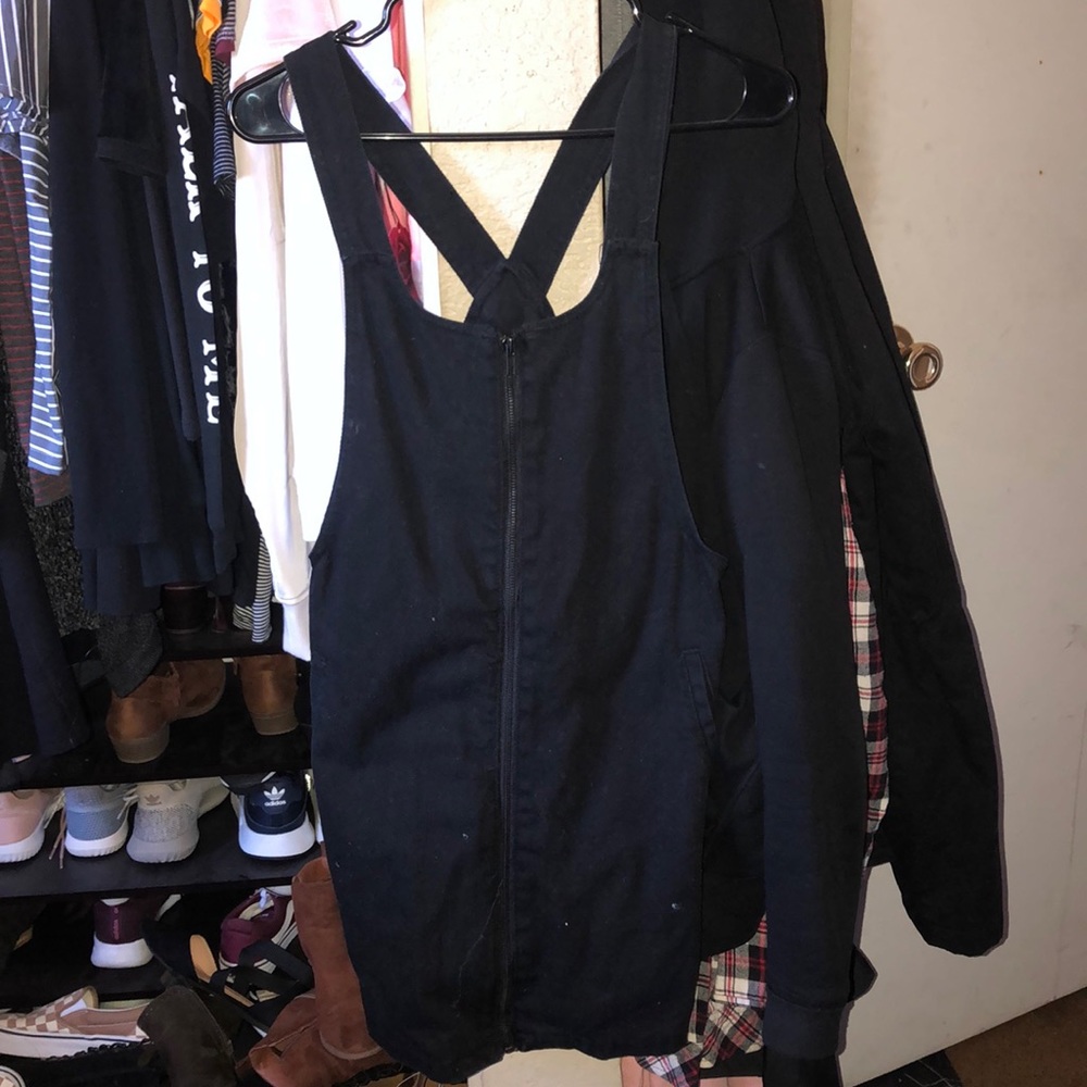 Black Denim Zip Up Dress